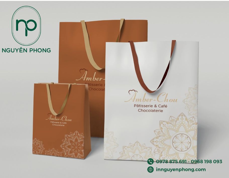 Mẫu túi giấy khách sạn đựng trà bánh cafe 